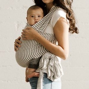 Solly baby wrap in Natural & Grey stripe